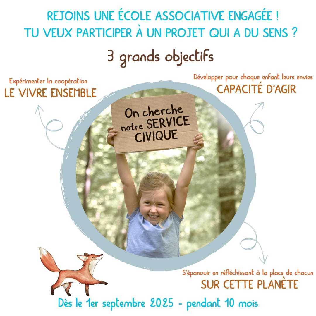 Nous recherchons un/une volontaire pour soutenir l'équipe pédagogique de l'École La Lisière pour la rentrée 2025-2026