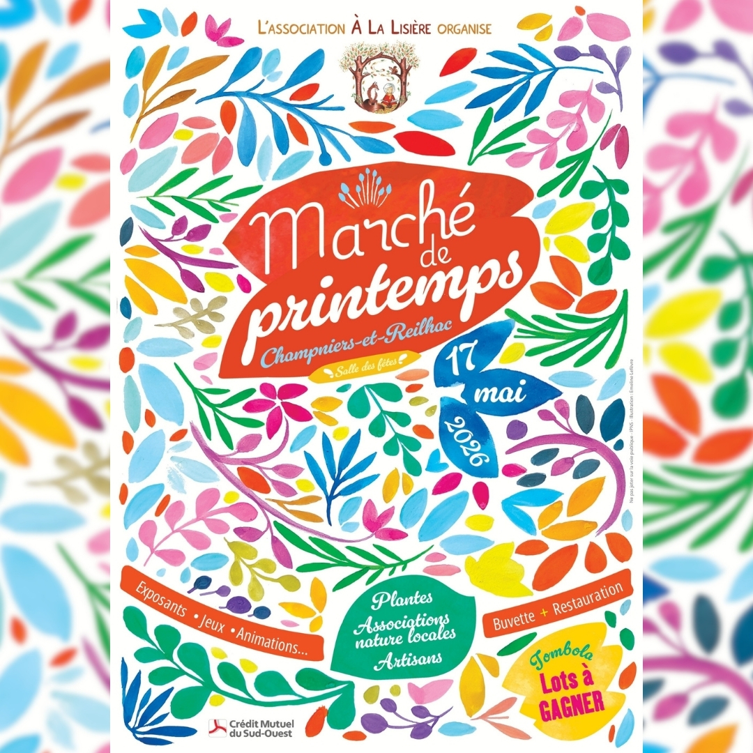 L'Association À La Lisière vous invite à son marché de Printemps le 17 mai 2026 à la Salle des Fêtes de Champniers-et-Reilhac